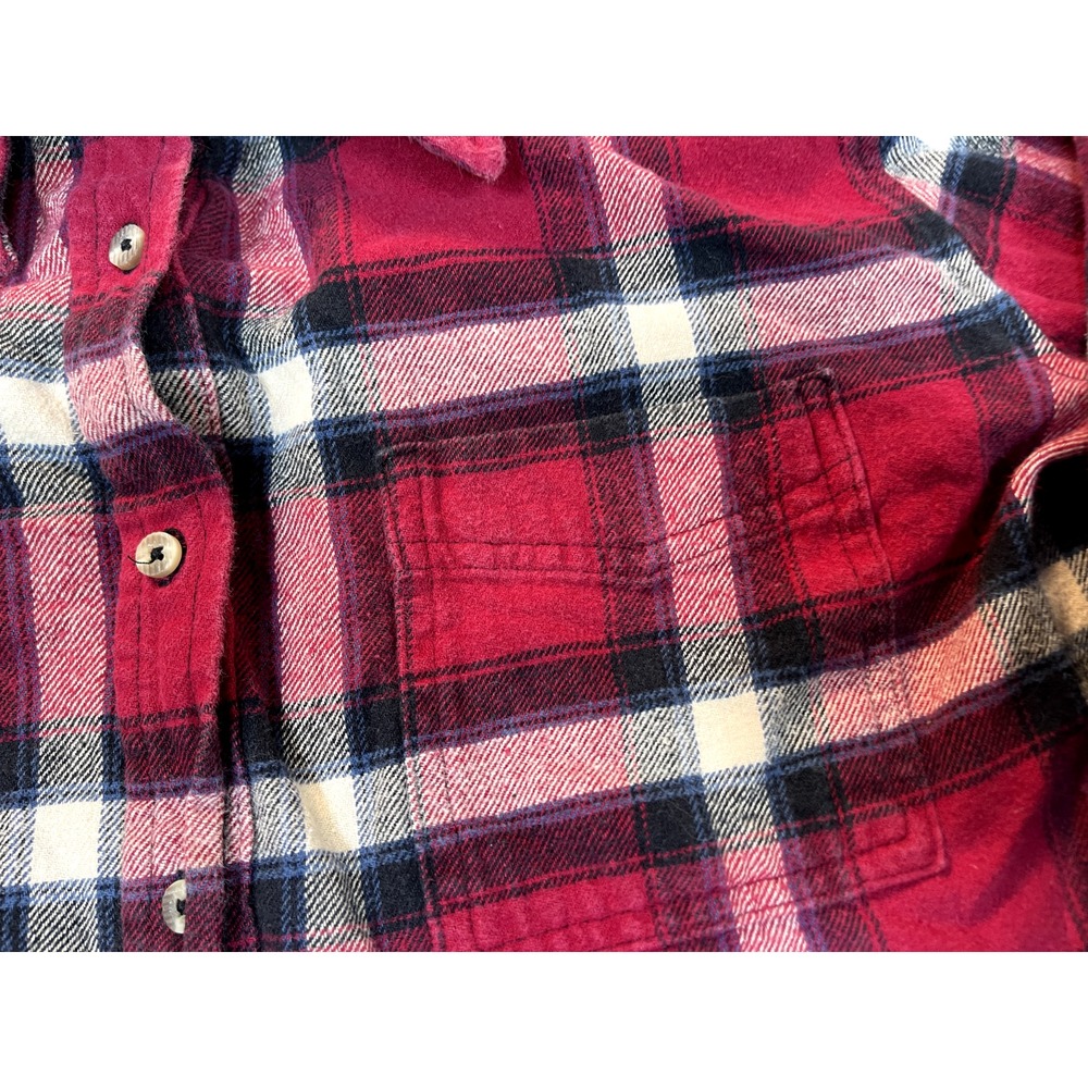 Wrangler Shirt Flannel Medium Wrancher Rancher‎ Red Plaid Long Sleeve Mens - Picture 4 of 14